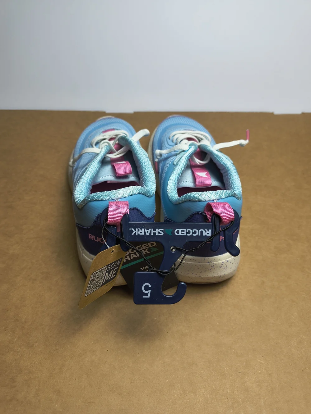 Rugged Shark Trek Sneakers Girls 5 Blue Purple Athletic Slip On Lace Up Shoes